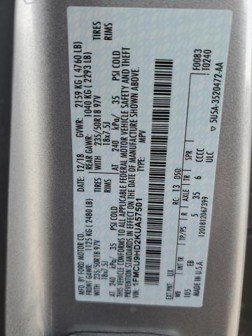 2019 FORD ESCAPE SEL 1FMCU9HD2KUA57501