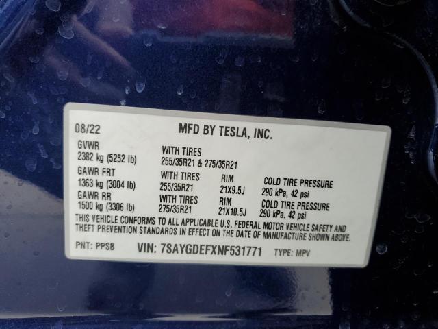 2022 TESLA MODEL Y - 7SAYGDEFXNF531771