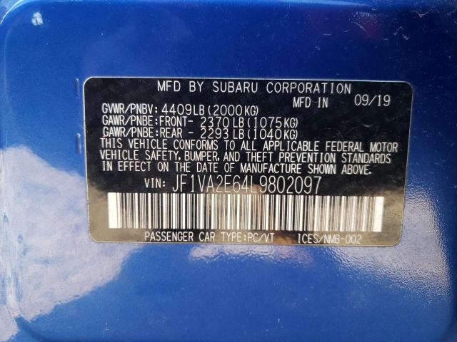 2020 SUBARU WRX STI JF1VA2E64L9802097