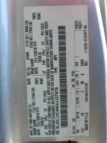 2016 LINCOLN MKC RESERV 5LMCJ3C99GUJ27878