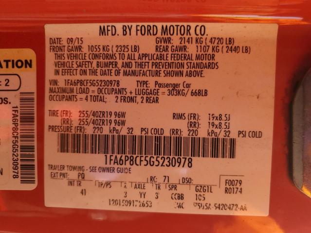 2016 FORD MUSTANG GT - 1FA6P8CF5G5230978
