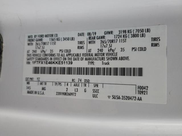 2019 FORD F150 SUPER - 1FTFX1E46KKE51139