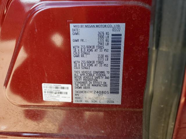 2022 NISSAN PATHFINDER - 5N1DR3BA1NC240805