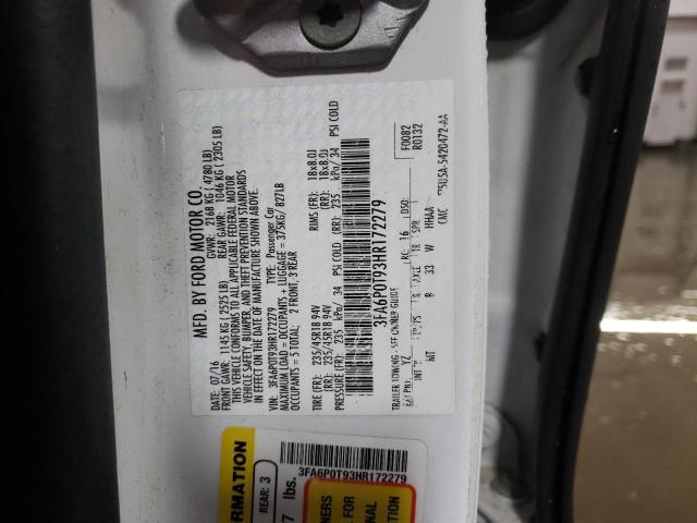 2017 FORD FUSION SE - 3FA6P0T93HR172279