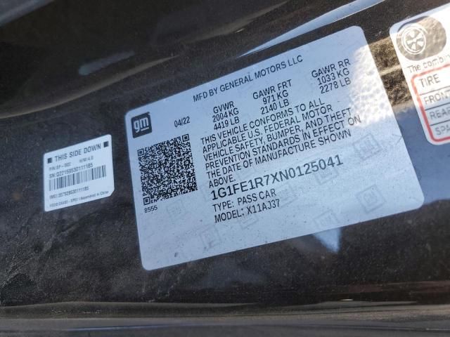 2022 CHEVROLET CAMARO LT1 1G1FE1R7XN0125041