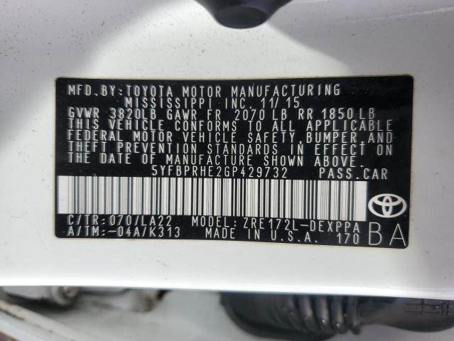 2016 TOYOTA COROLLA EC - 5YFBPRHE2GP429732