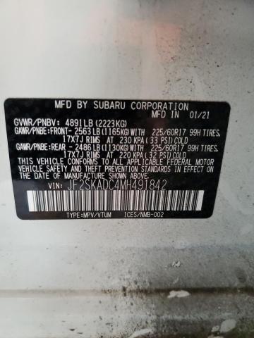 2021 SUBARU FORESTER JF2SKADC4MH491842