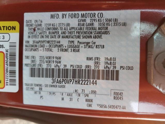 2017 FORD FUSION SPO 3FA6P0VP7HR222144