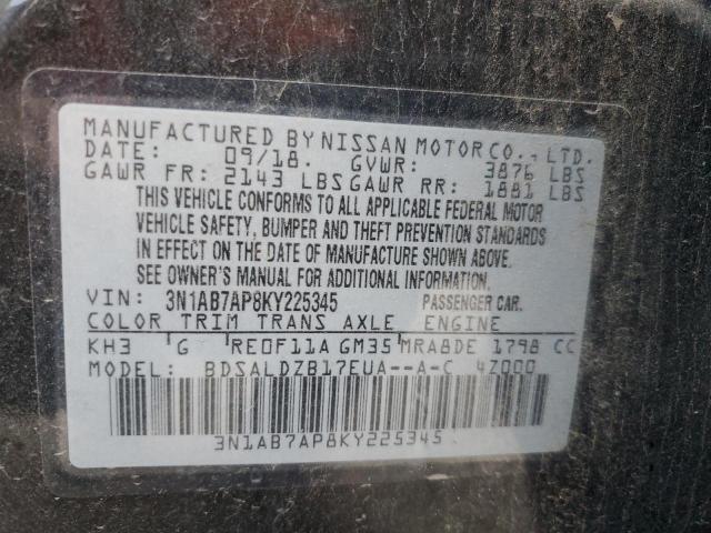 2019 NISSAN SENTRA S 3N1AB7AP8KY225345