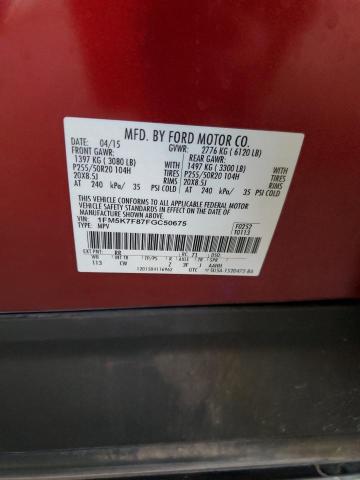 2015 FORD EXPLORER L - 1FM5K7F87FGC50675