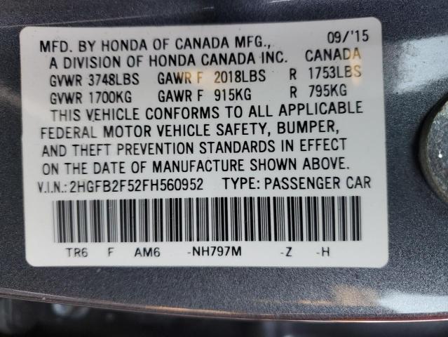 2015 HONDA CIVIC LX - 2HGFB2F52FH560952