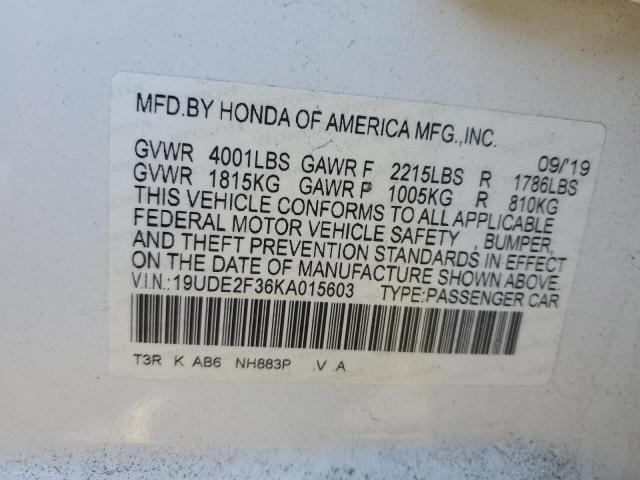 2019 ACURA ILX 19UDE2F36KA015603