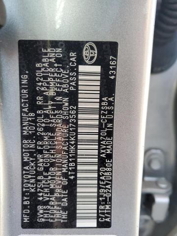 2019 TOYOTA CAMRY L 4T1B11HK4KU173562