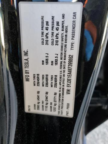 2019 TESLA MODEL 3 - 5YJ3E1EA4KF399862