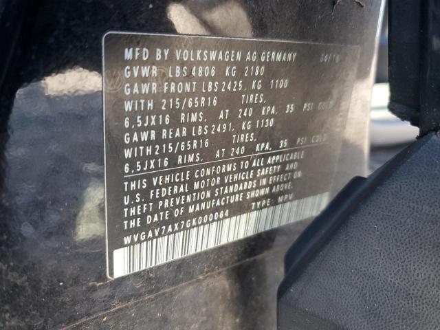 2016 VOLKSWAGEN TIGUAN S WVGAV7AX7GK000064