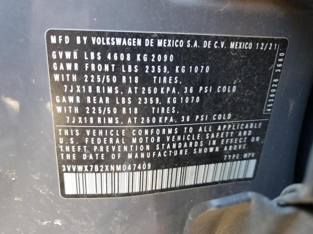 2022 VOLKSWAGEN TAOS SE - 3VVWX7B2XNM047409