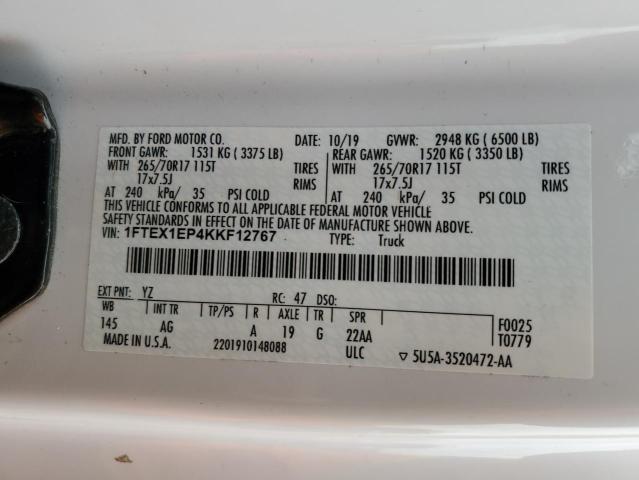 2019 FORD F150 SUPER - 1FTEX1EP4KKF12767