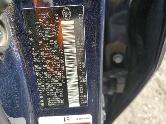 2022 TOYOTA CAMRY LE 4T1C11AK2NU674078