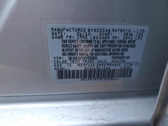 2015 NISSAN SENTRA S - 3N1AB7AP3FY293655