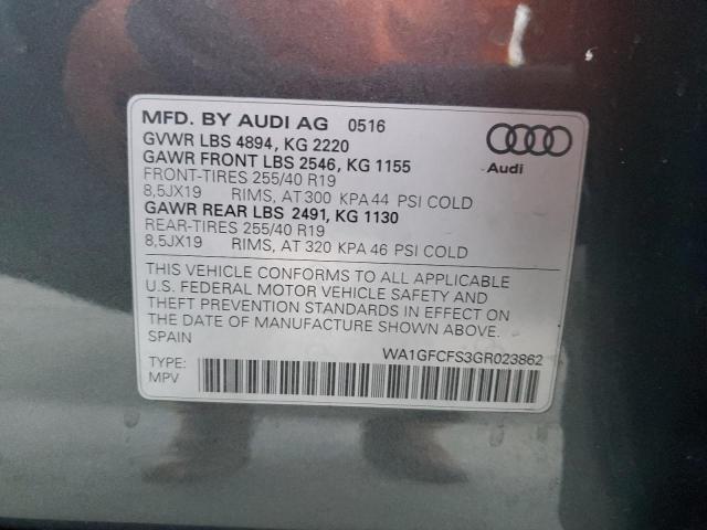 2016 AUDI Q3 PRESTIG WA1GFCFS3GR023862