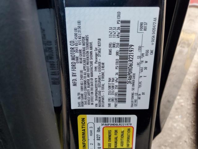 2020 FORD FUSION SE - 3FA6P0HD6LR221979