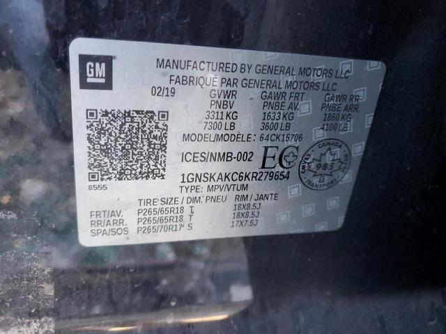 2019 CHEVROLET TAHOE 1GNSKAKC6KR279654