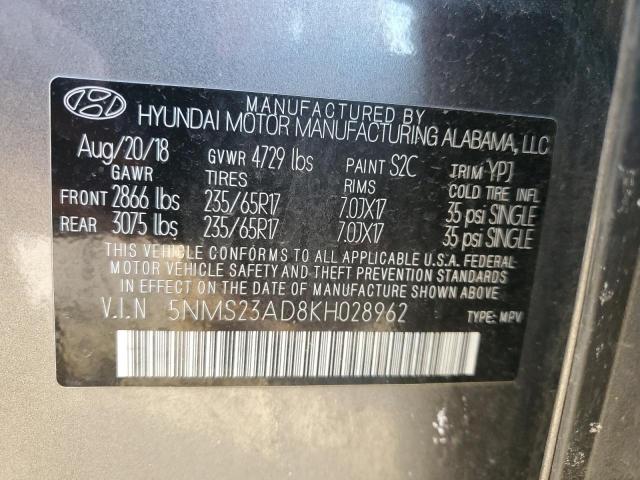 2019 HYUNDAI SANTA FE S - 5NMS23AD8KH028962