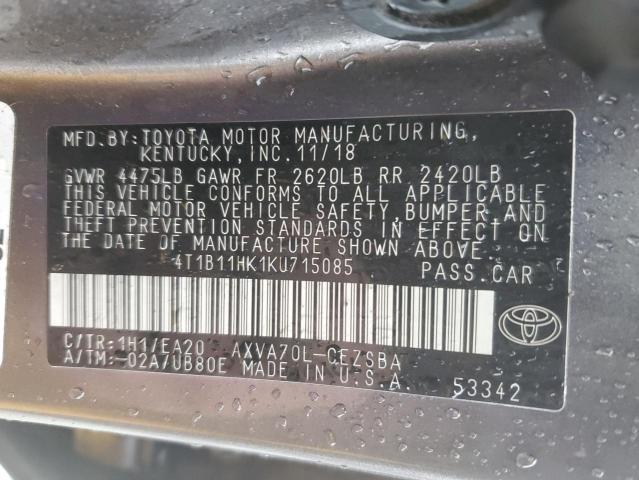 2019 TOYOTA CAMRY L - 4T1B11HK1KU715085