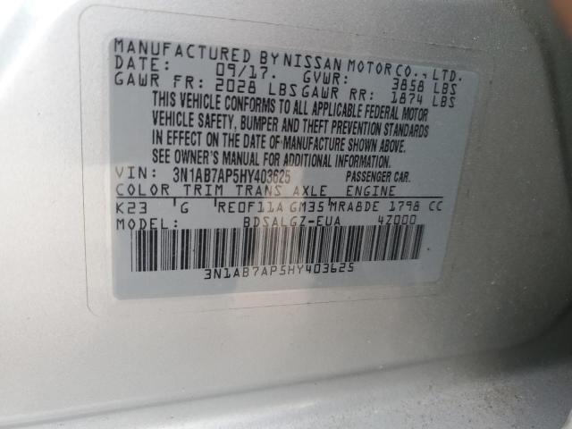 2017 NISSAN SENTRA S - 3N1AB7AP5HY403625