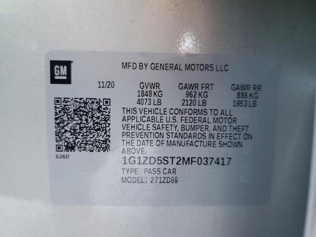 2021 CHEVROLET MALIBU LT - 1G1ZD5ST2MF037417