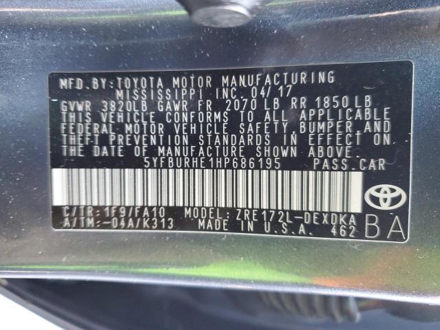 2017 TOYOTA COROLLA L - 5YFBURHE1HP686195