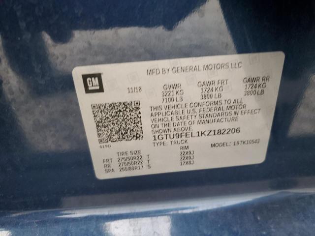 2019 GMC SIERRA K15 - 1GTU9FEL1KZ182206