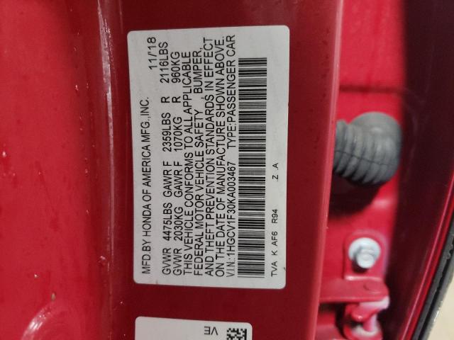 2019 HONDA ACCORD SPO - 1HGCV1F30KA003467
