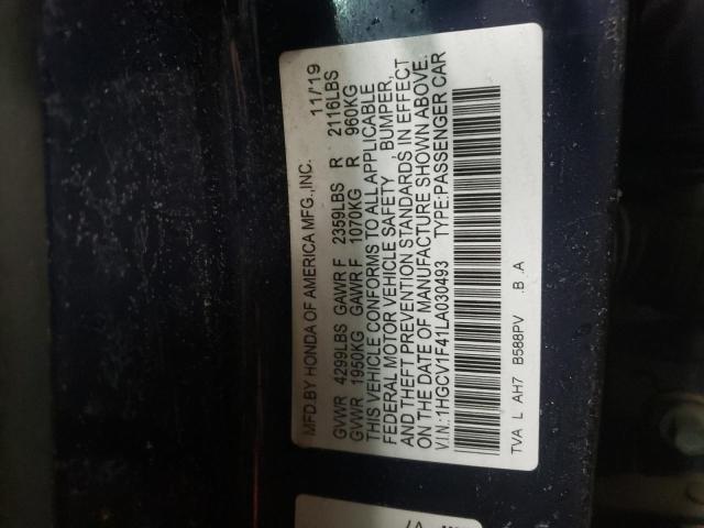 2020 HONDA ACCORD EX - 1HGCV1F41LA030493
