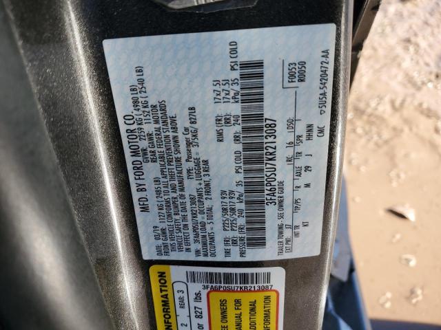 2019 FORD FUSION TIT 3FA6P0SU7KR213087