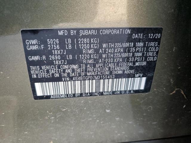 2021 SUBARU OUTBACK TO - 4S4BTGPD7M3155453