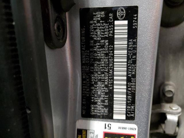 2022 TOYOTA CAMRY LE 4T1C11AK2NU679412