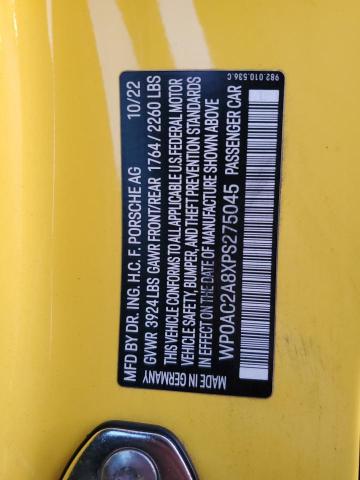 2023 PORSCHE CAYMAN GT4 WP0AC2A8XPS275045
