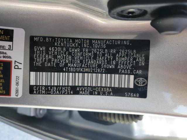 2017 TOYOTA CAMRY HYBR 4T1BD1FK3HU212872
