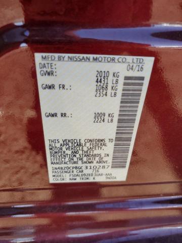 2016 NISSAN LEAF EV 5D 1N4BZ0CP8GC310287
