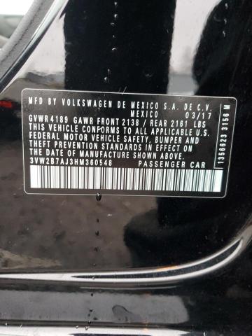 2017 VOLKSWAGEN JETTA S - 3VW2B7AJ3HM360548