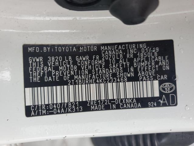 2019 TOYOTA COROLLA L - 2T1BURHE4KC233468