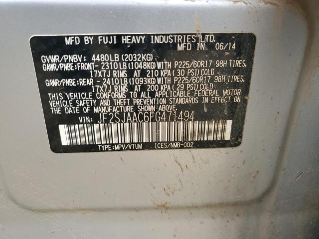 2015 SUBARU FORESTER 2 - JF2SJAAC6FG471494