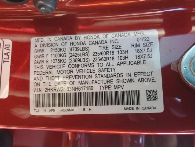 2022 HONDA CR-V EXL - 2HKRW2H83NH617186