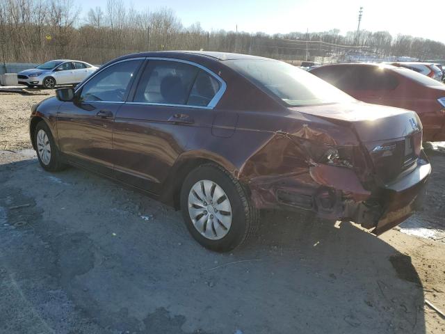 HONDA ACCORD LX 2009 maroon  gas 1HGCP26369A140696 photo #3