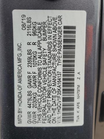 2019 HONDA ACCORD SPO 1HGCV1F35KA164137