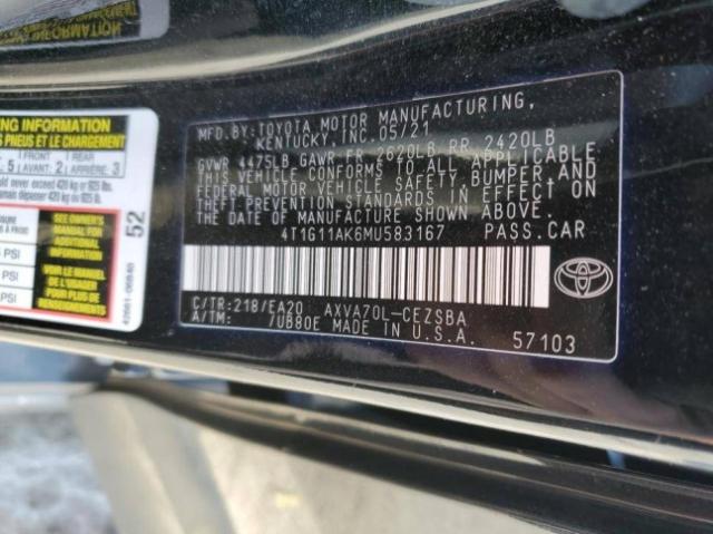 2021 TOYOTA CAMRY SE - 4T1G11AK6MU583167