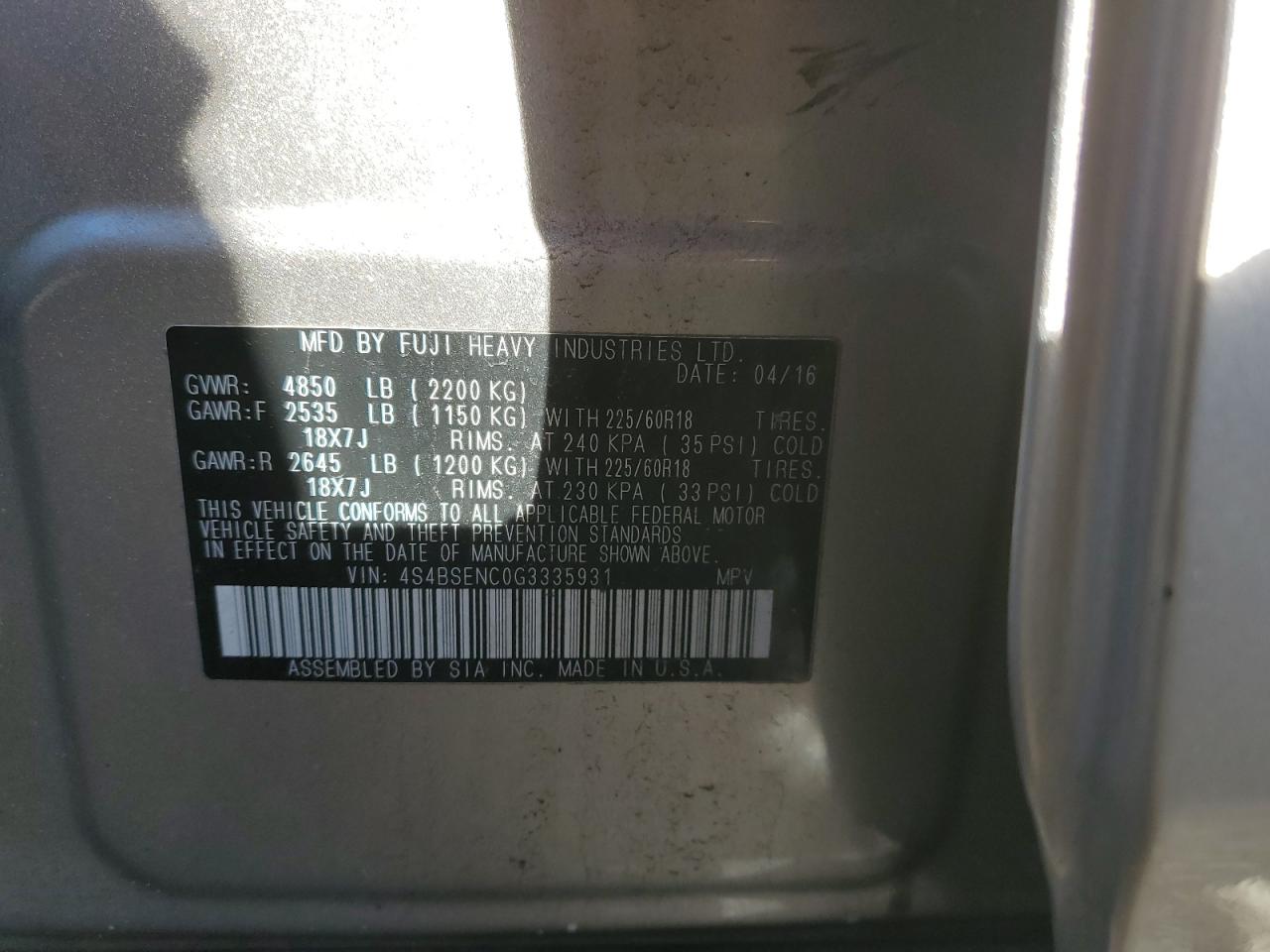 SUBARU OUTBACK 3.6R LIMITED