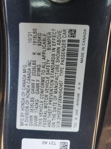 2022 HONDA CIVIC LX - 2HGFE2F2XNH542467