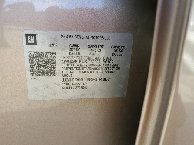 2019 CHEVROLET MALIBU LT - 1G1ZD5ST2KF144867